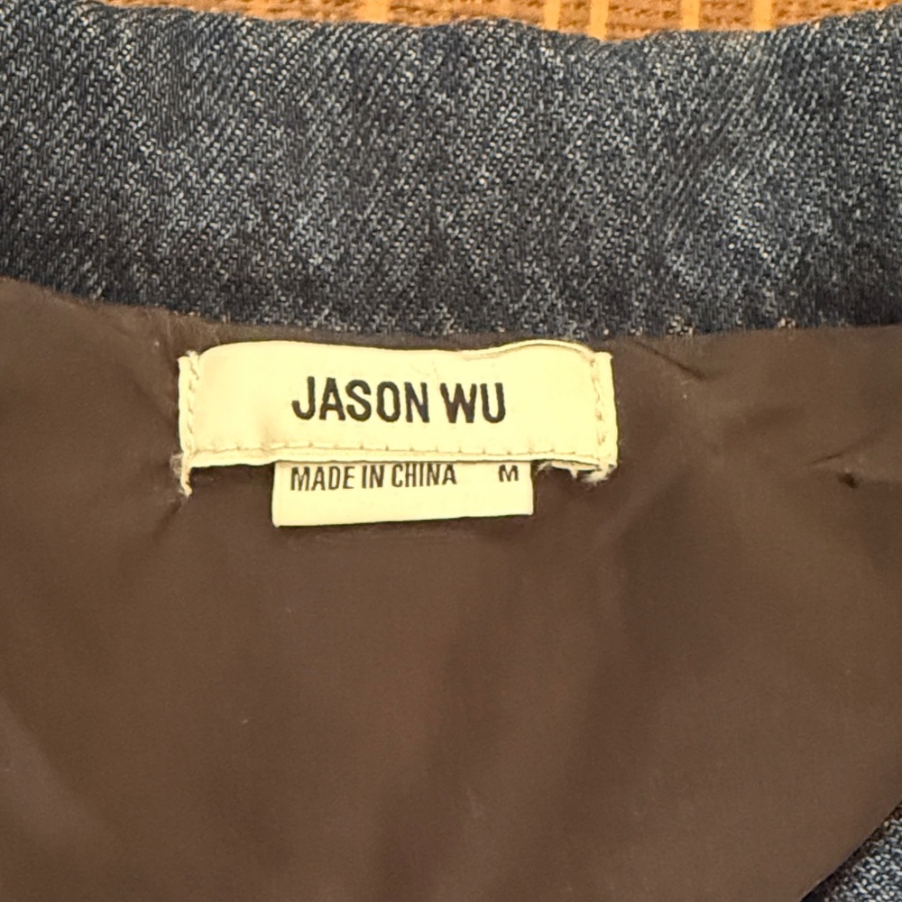 Jason Wu denim & tweed Striped Zip-Front Short Sleeve Dress - Picture 3 of 5